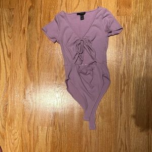 Purple body suit with open front
